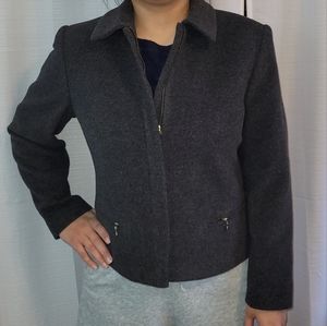 Vintage Petite Sophisticate Wool Jacket Blazer Gray Size 12P